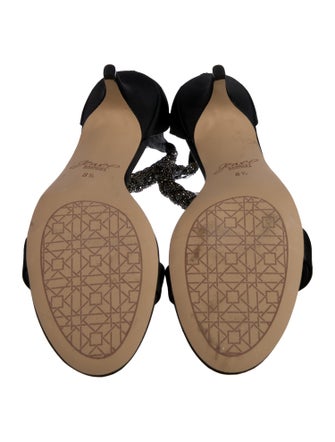Badgley Mischka Satin Crystal Embellishments Sandals