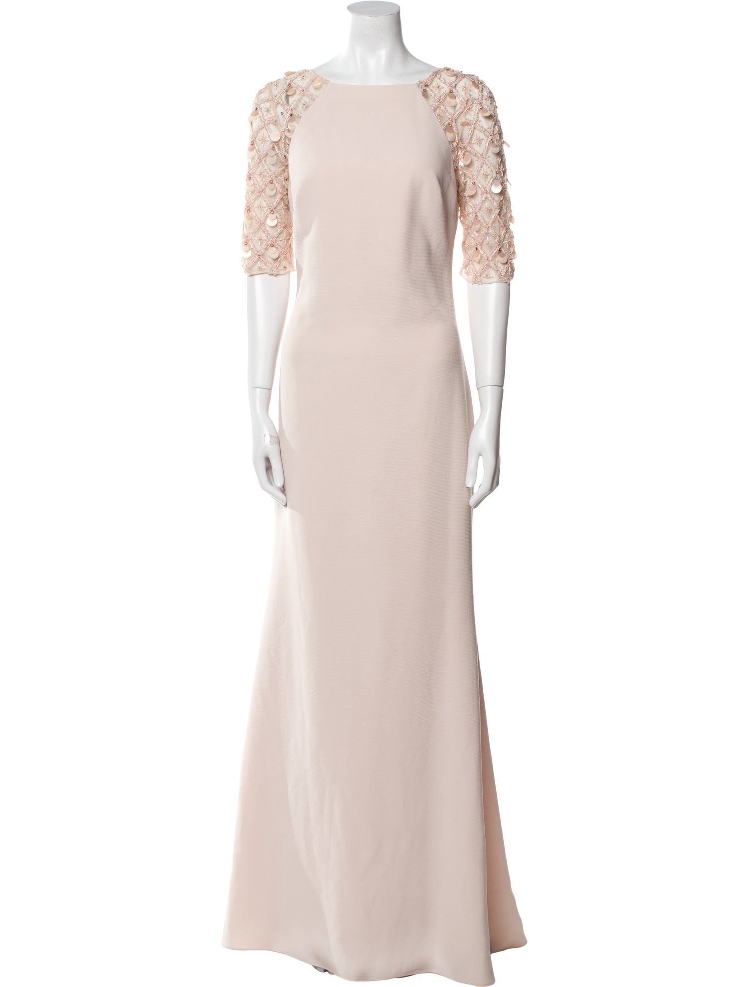Badgley Mischka Bateau Neckline Long Dress