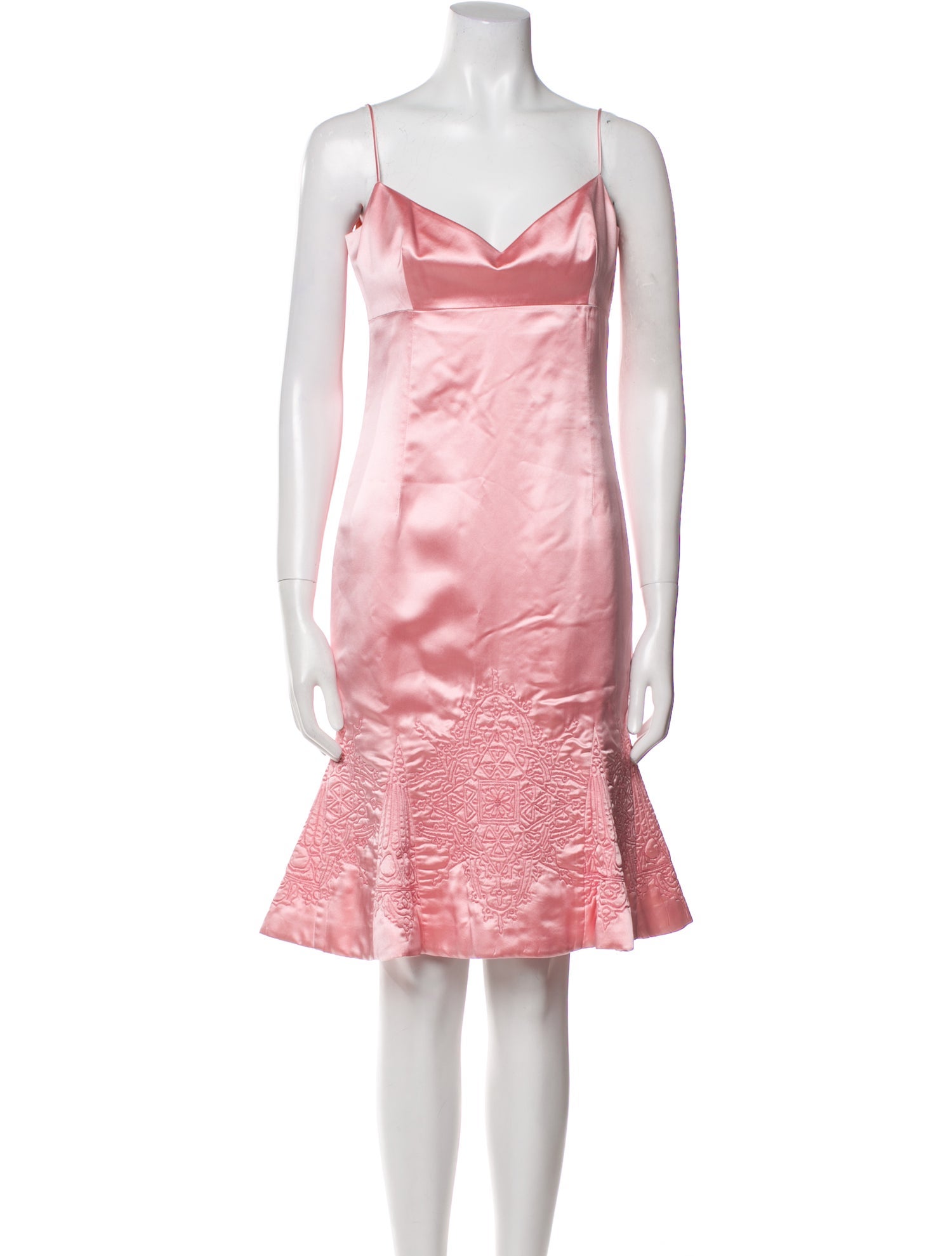 Badgley Mischka V-Neck Knee-Length Dress