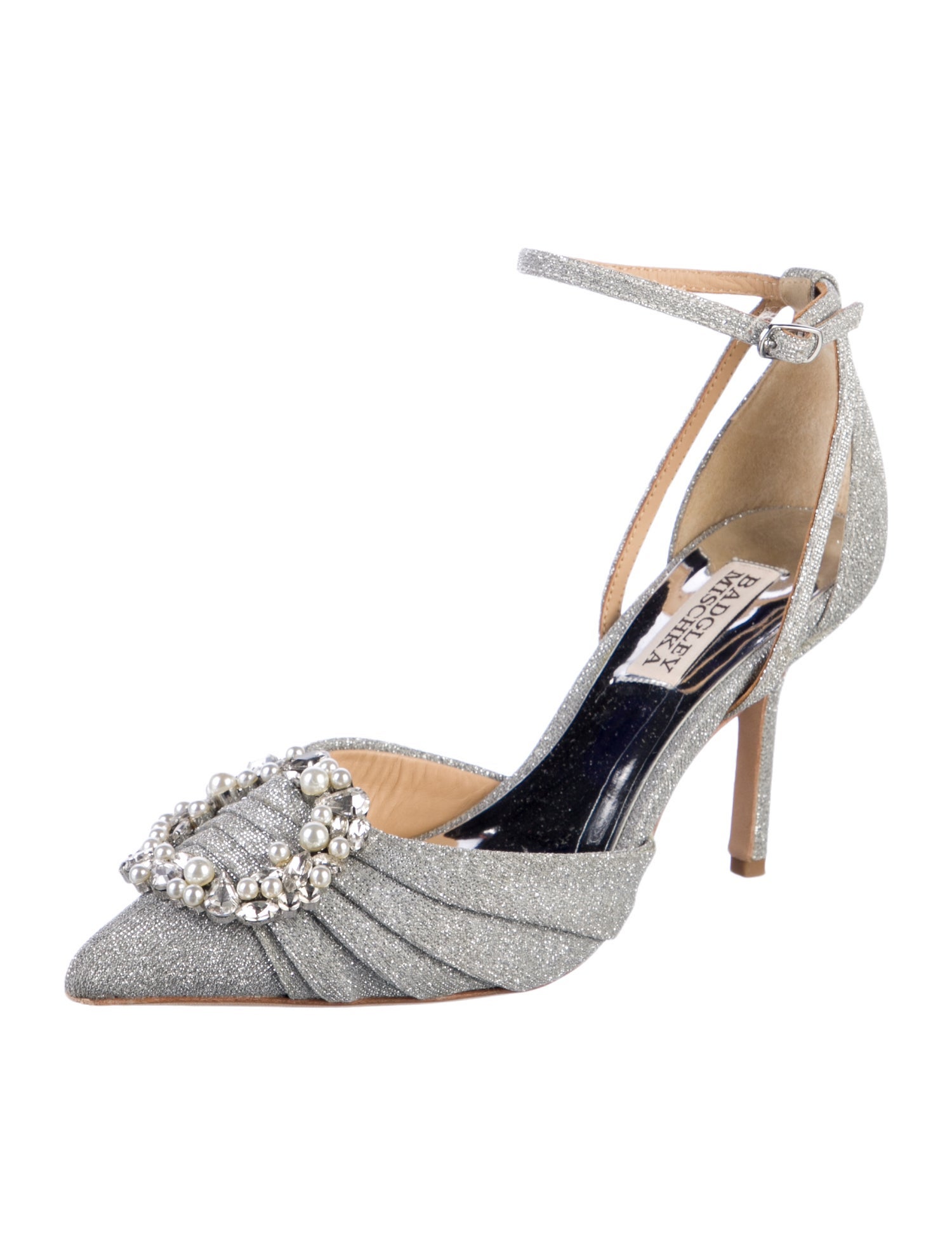 Badgley Mischka Glitter Crystal Embellishments D'Orsay Pumps
