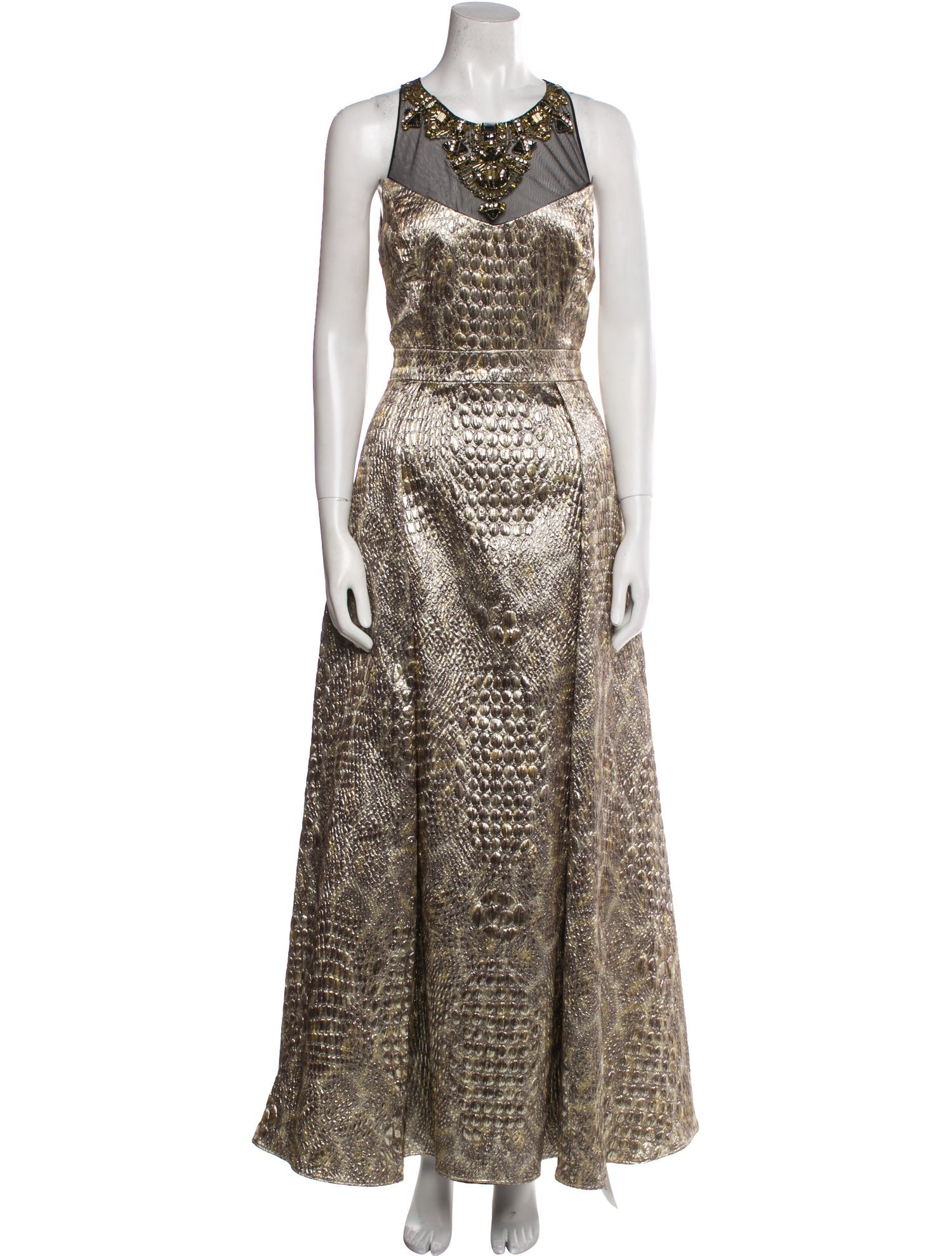 Badgley Mischka Animal Print Long Dress