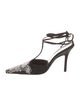 Badgley Mischka Suede Embroidered Accent T-Strap Pumps