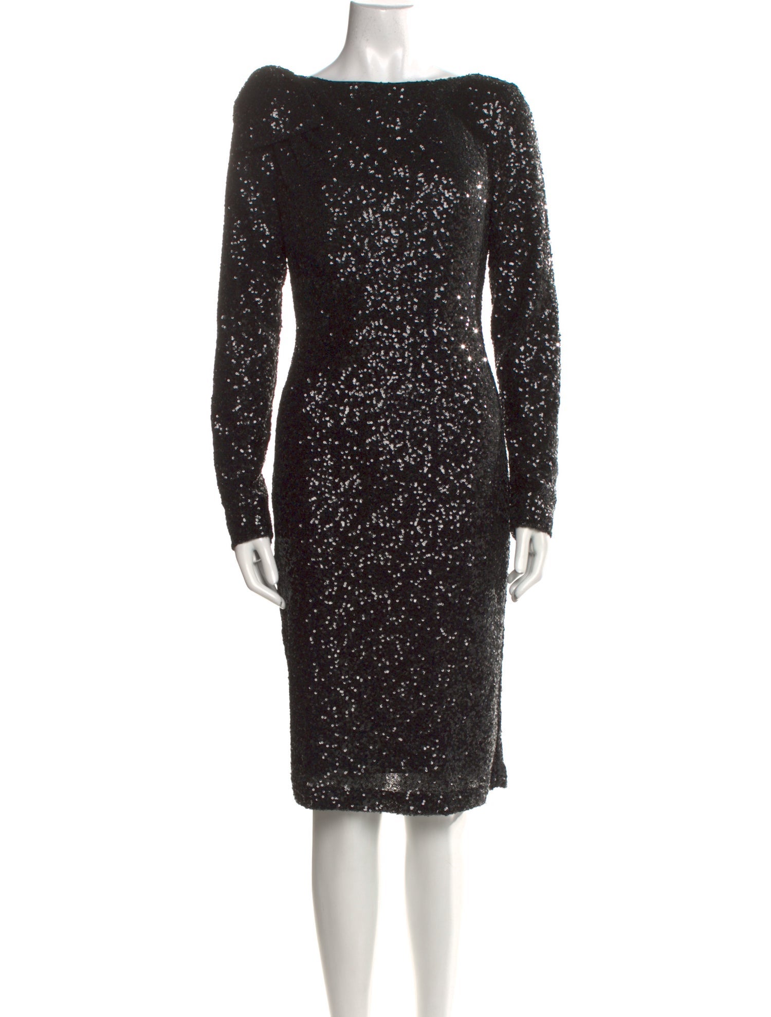 Badgley Mischka Bateau Neckline Knee-Length Dress