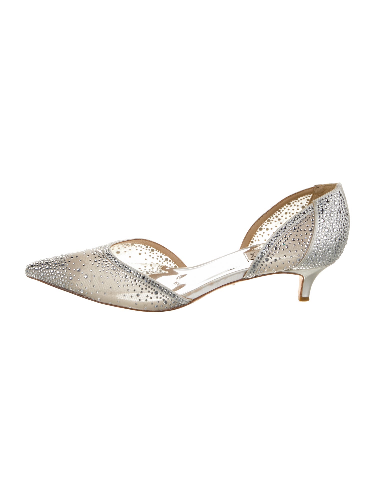 Badgley Mischka Satin Crystal Embellishments D'Orsay Pumps