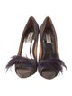 Badgley Mischka Suede Feather Trim Pumps