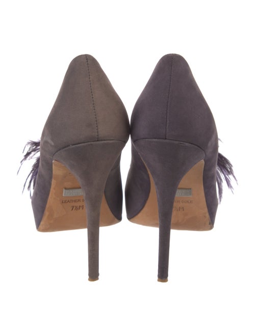 Badgley Mischka Suede Feather Trim Pumps