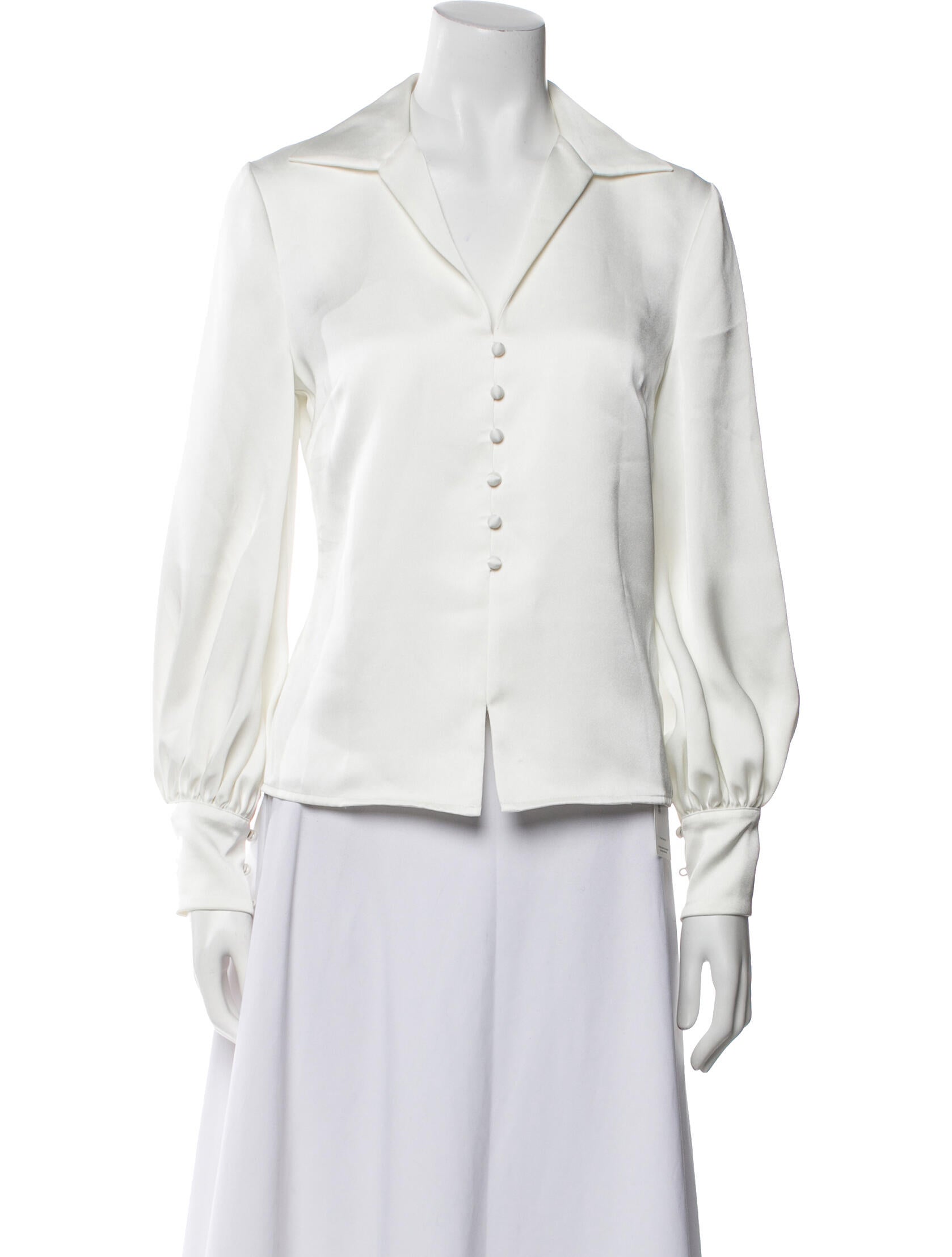 Badgley Mischka V-Neck Long Sleeve Button-Up Top