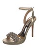 Badgley Mischka Leather Crystal Embellishments Slingback Sandals