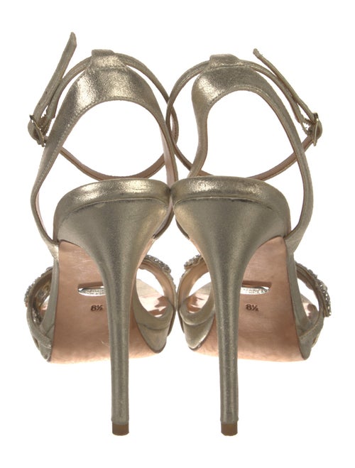 Badgley Mischka Leather Crystal Embellishments Slingback Sandals