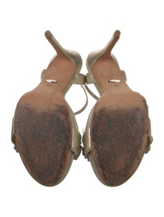 Badgley Mischka Leather Crystal Embellishments Slingback Sandals