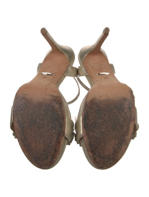 Badgley Mischka Leather Crystal Embellishments Slingback Sandals