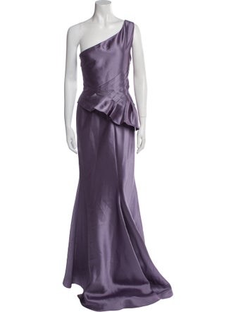 Badgley Mischka One-Shoulder Long Dress