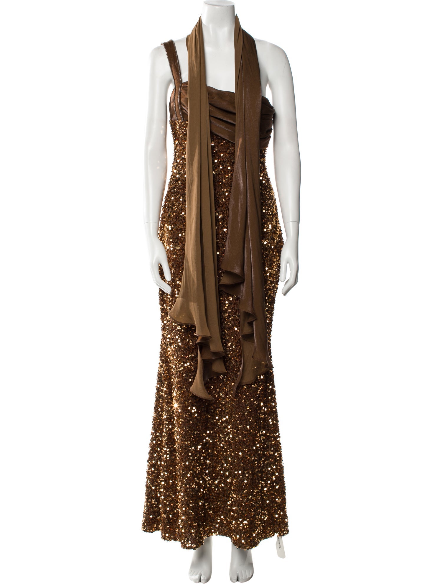 Badgley Mischka Halterneck Long Dress