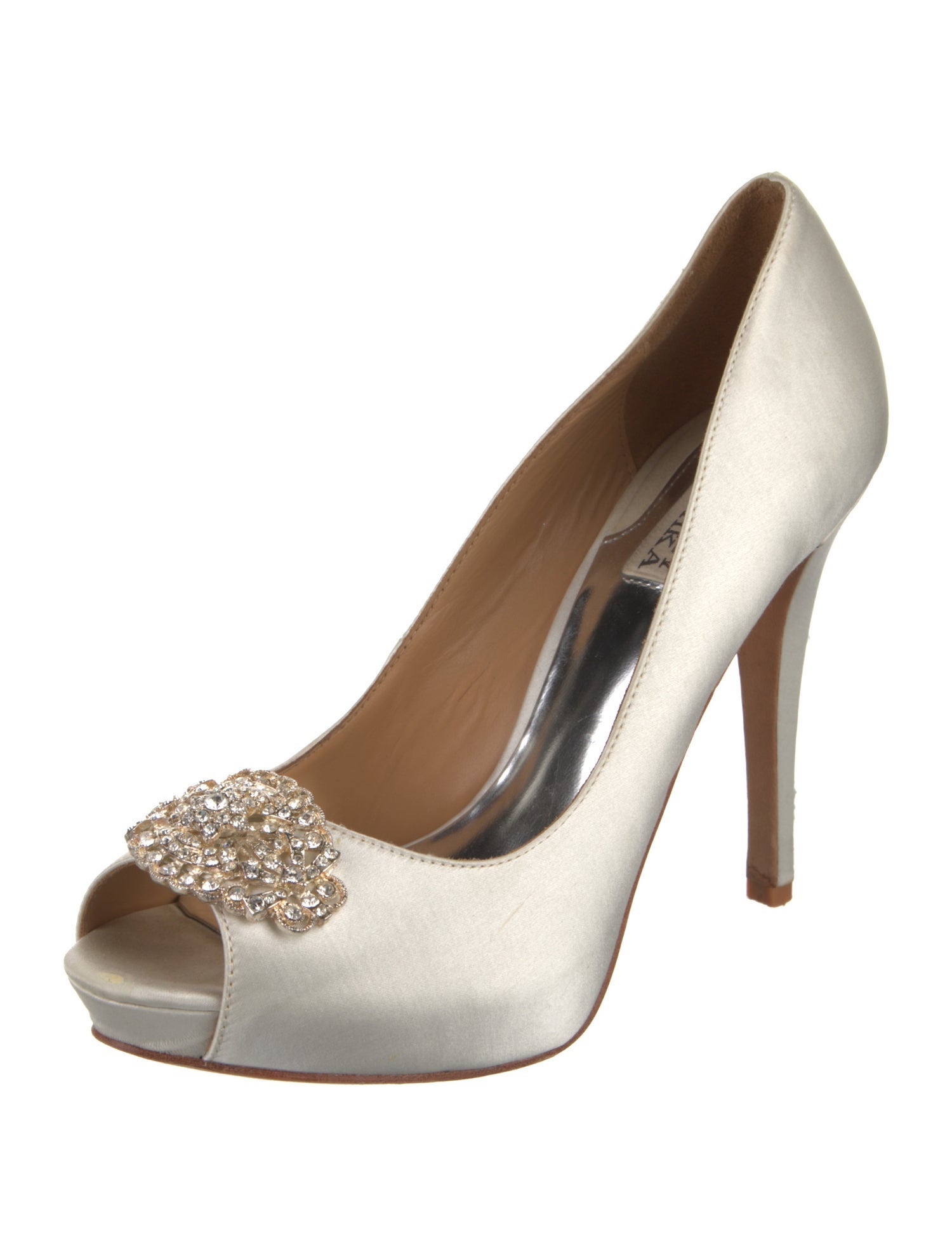 Badgley Mischka Satin Floral Print Pumps