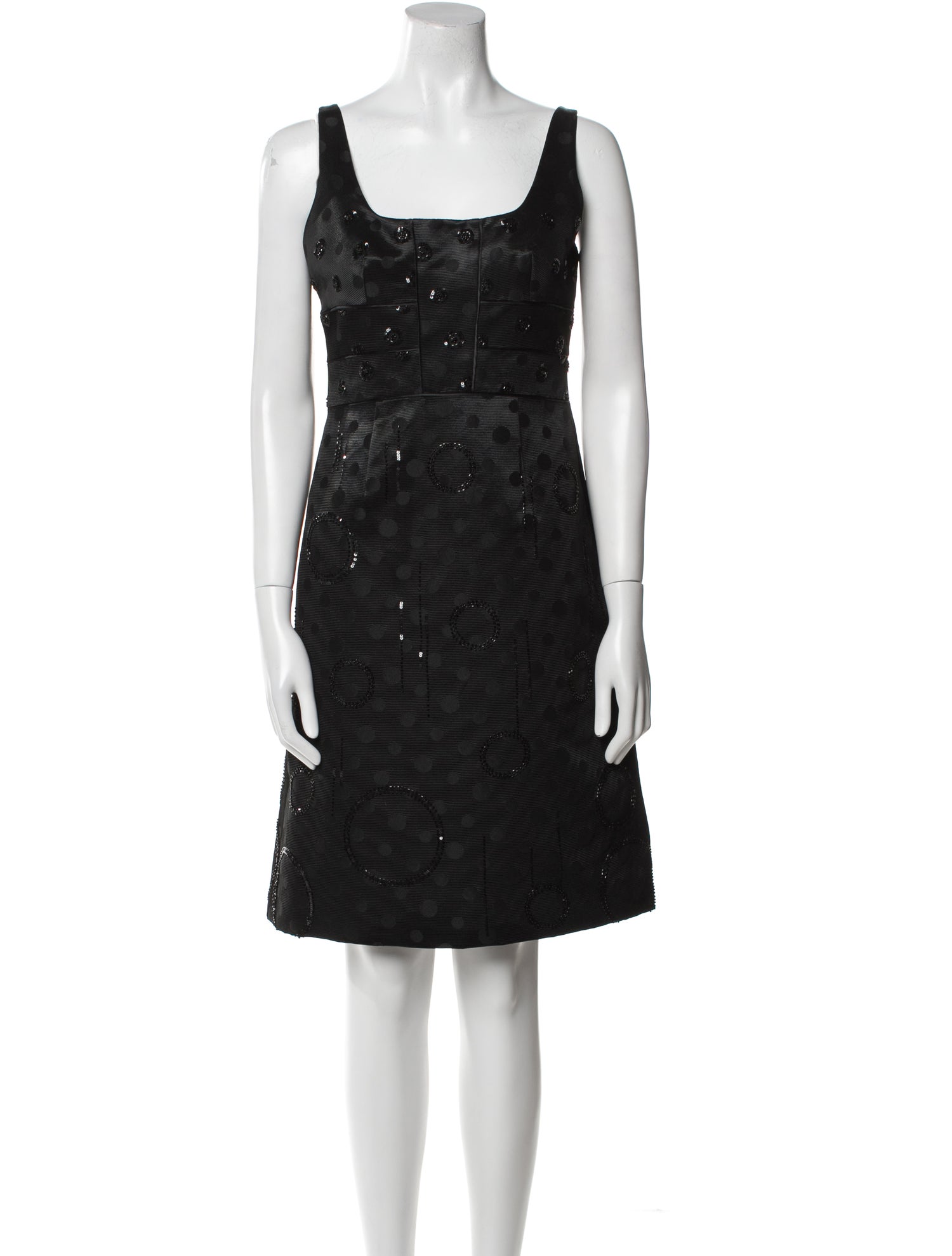 Badgley Mischka Square Neckline Knee-Length Dress