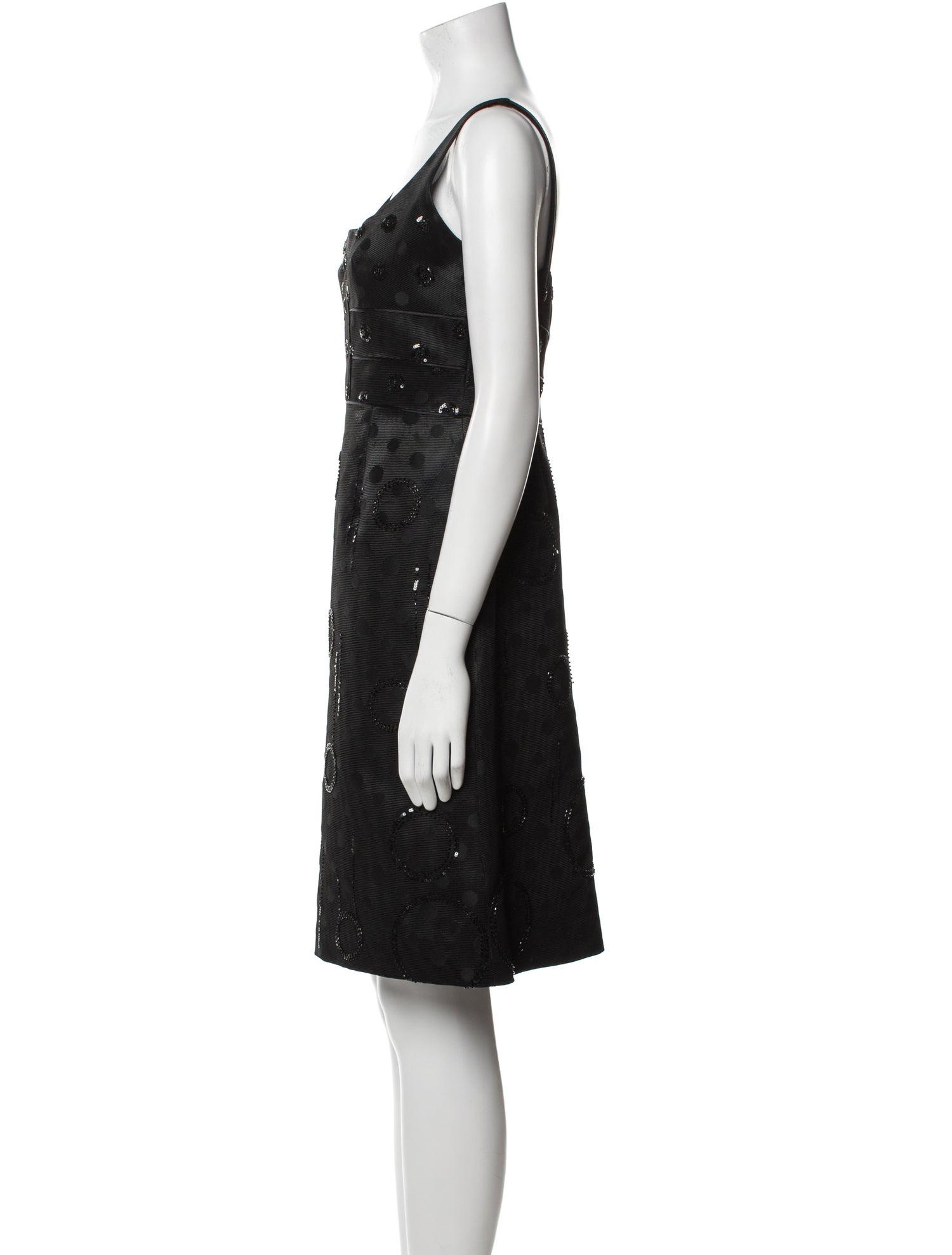 Badgley Mischka Square Neckline Knee-Length Dress