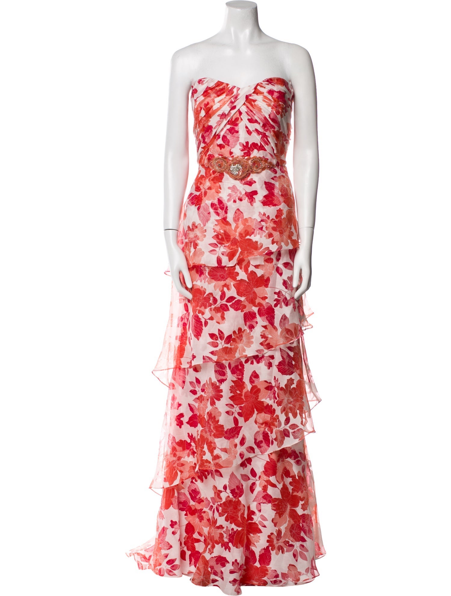 Badgley Mischka Floral Print Long Dress