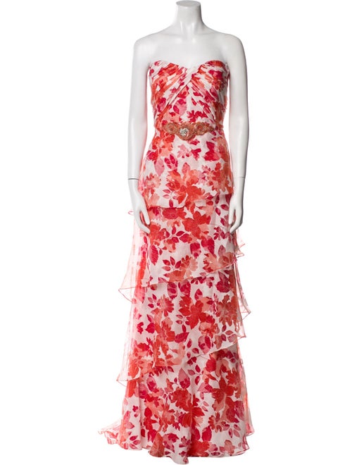 Badgley Mischka Floral Print Long Dress