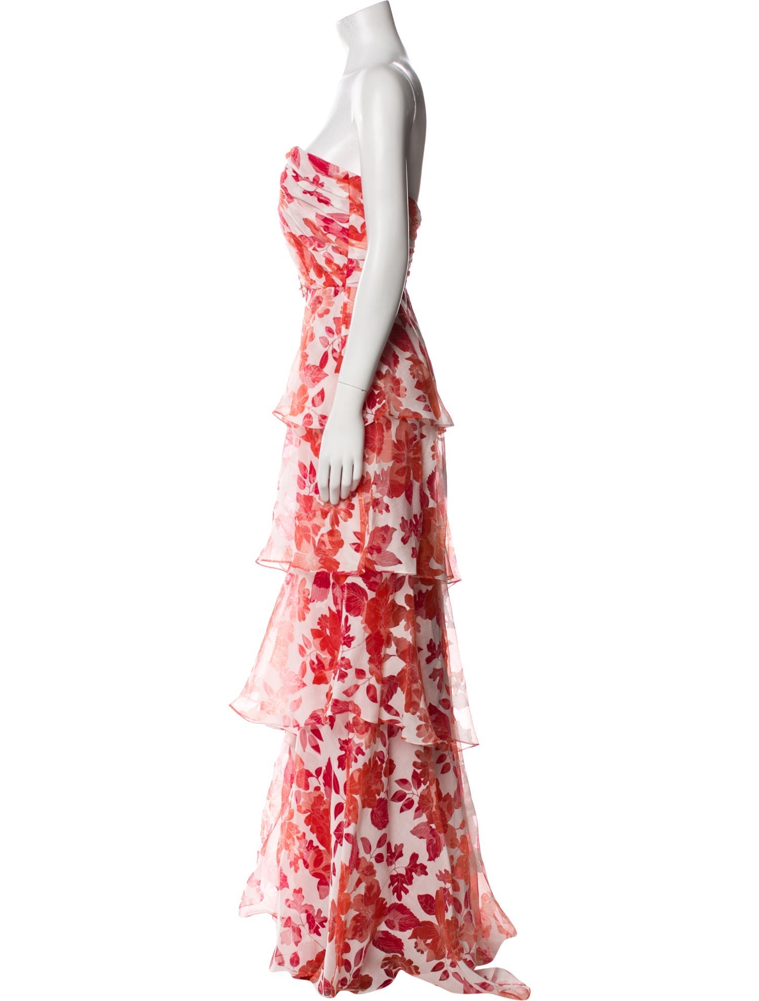 Badgley Mischka Floral Print Long Dress