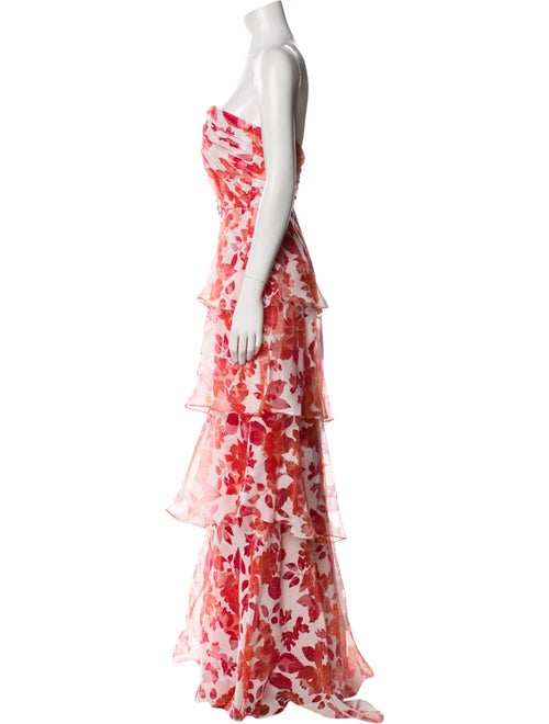 Badgley Mischka Floral Print Long Dress