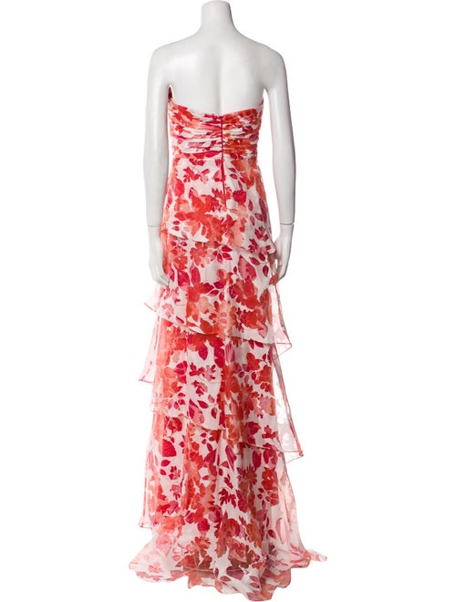 Badgley Mischka Floral Print Long Dress