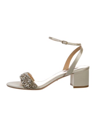 Badgley Mischka Faux Pearl Accents Satin Slingback Sandals
