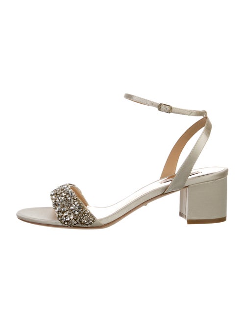 Badgley Mischka Faux Pearl Accents Satin Slingback Sandals