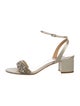 Badgley Mischka Faux Pearl Accents Satin Slingback Sandals