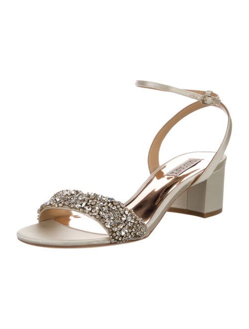 Badgley Mischka Faux Pearl Accents Satin Slingback Sandals