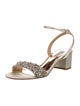 Badgley Mischka Faux Pearl Accents Satin Slingback Sandals