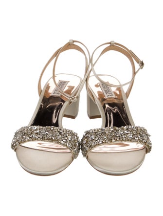 Badgley Mischka Faux Pearl Accents Satin Slingback Sandals