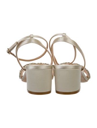 Badgley Mischka Faux Pearl Accents Satin Slingback Sandals