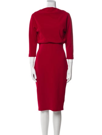 Badgley Mischka Mock Neck Midi Length Dress