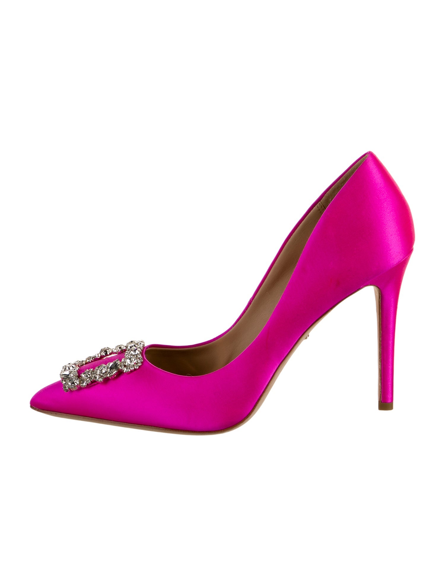 Badgley Mischka Satin Crystal Embellishments Pumps