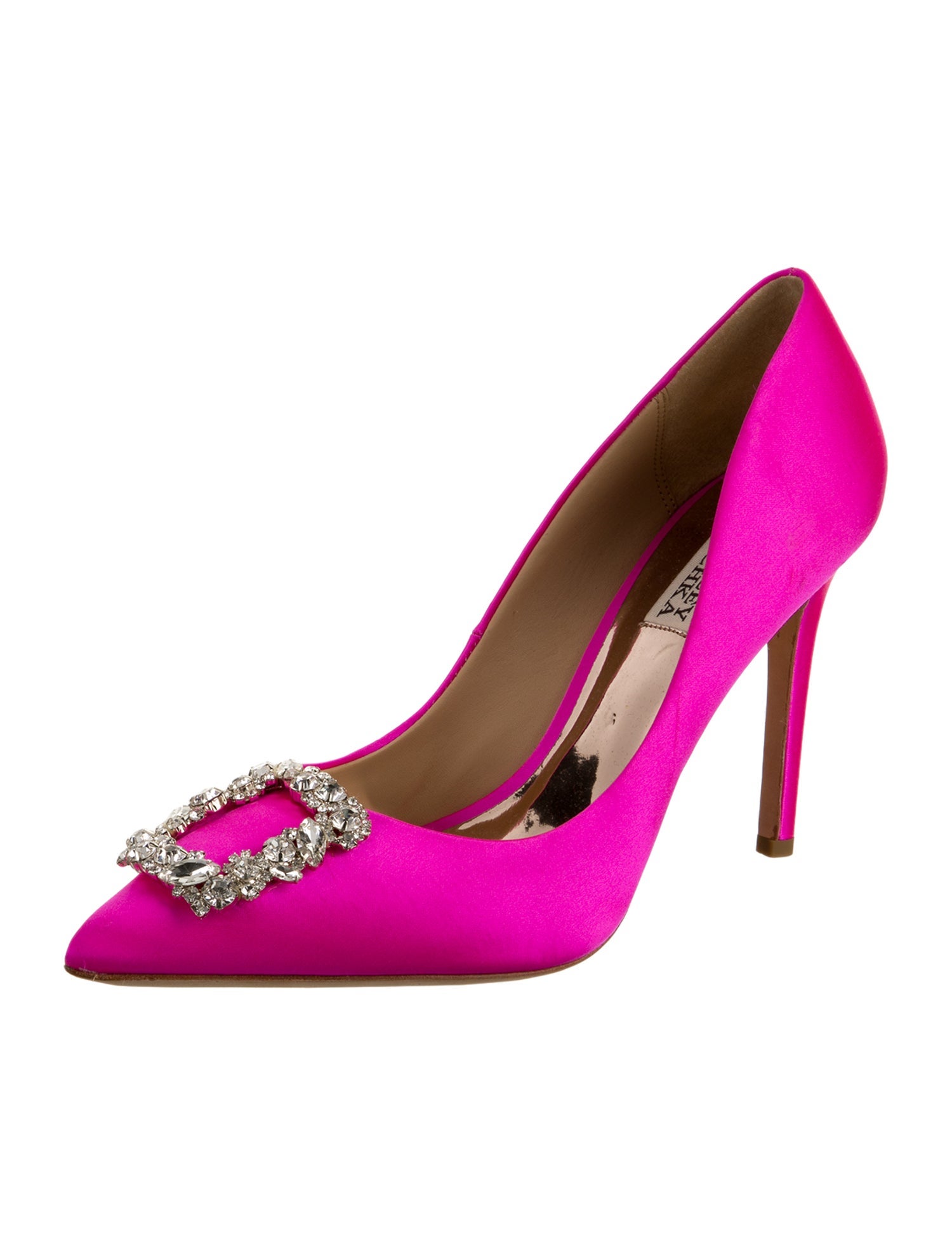 Badgley Mischka Satin Crystal Embellishments Pumps