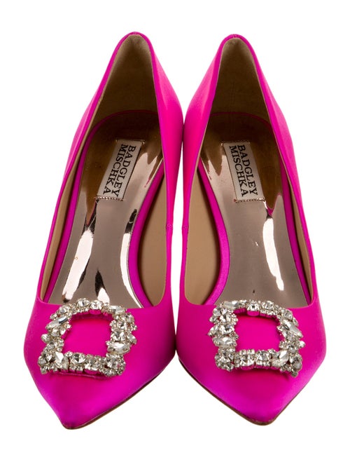 Badgley Mischka Satin Crystal Embellishments Pumps