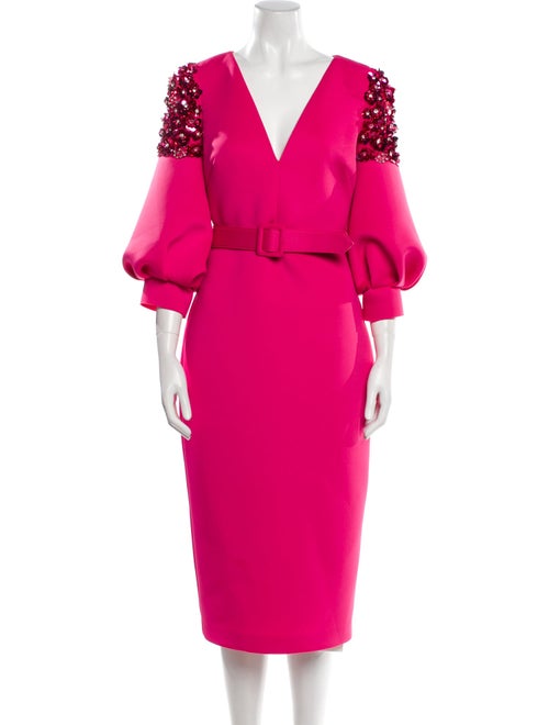 Badgley Mischka V-Neck Midi Length Dress