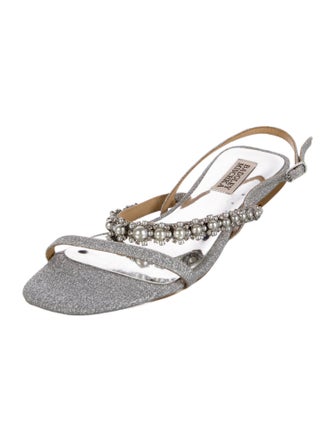 Badgley Mischka Glitter Printed Slingback Sandals