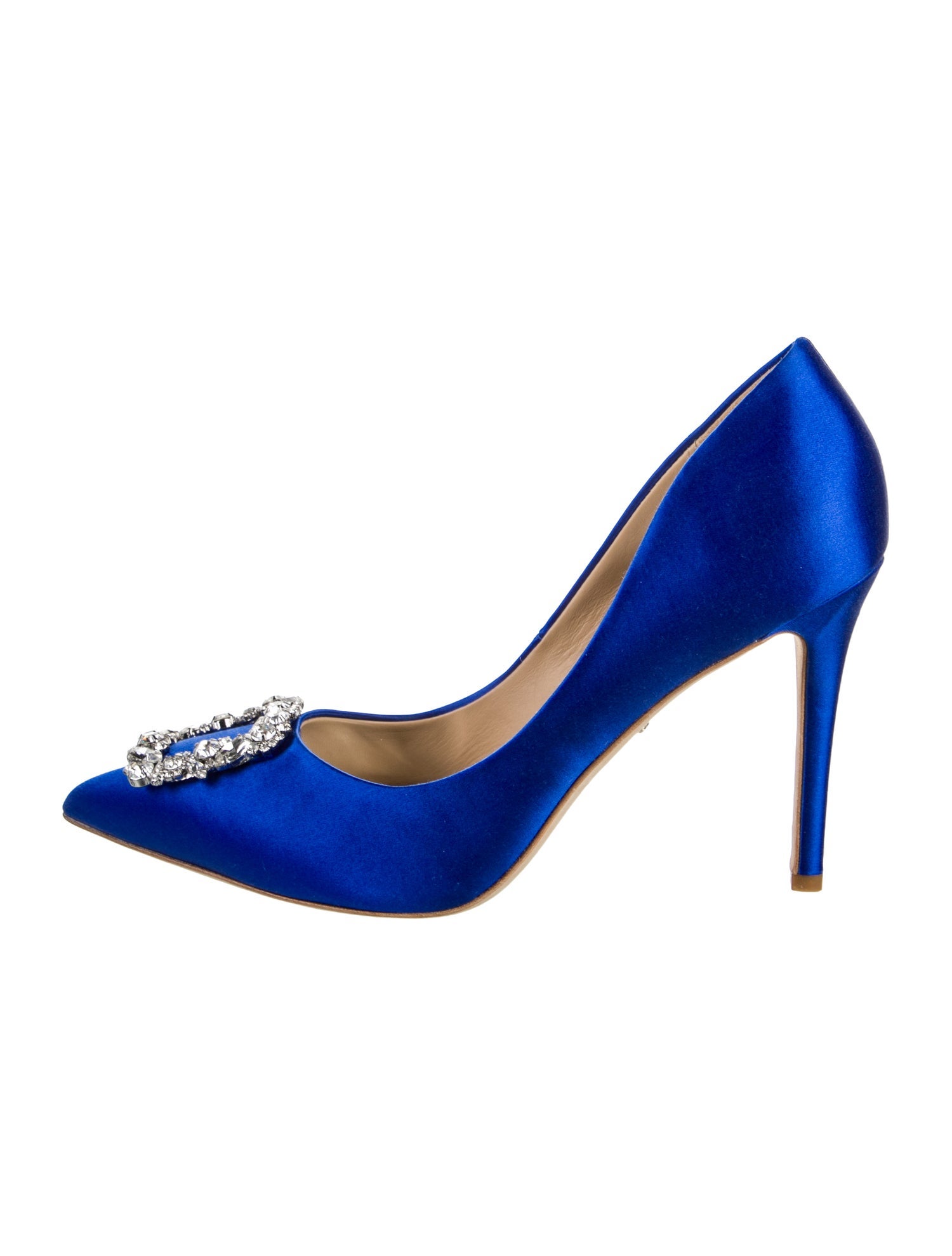 Badgley Mischka Satin Crystal Embellishments Pumps