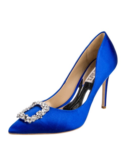 Badgley Mischka Satin Crystal Embellishments Pumps