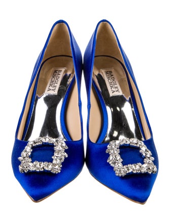 Badgley Mischka Satin Crystal Embellishments Pumps
