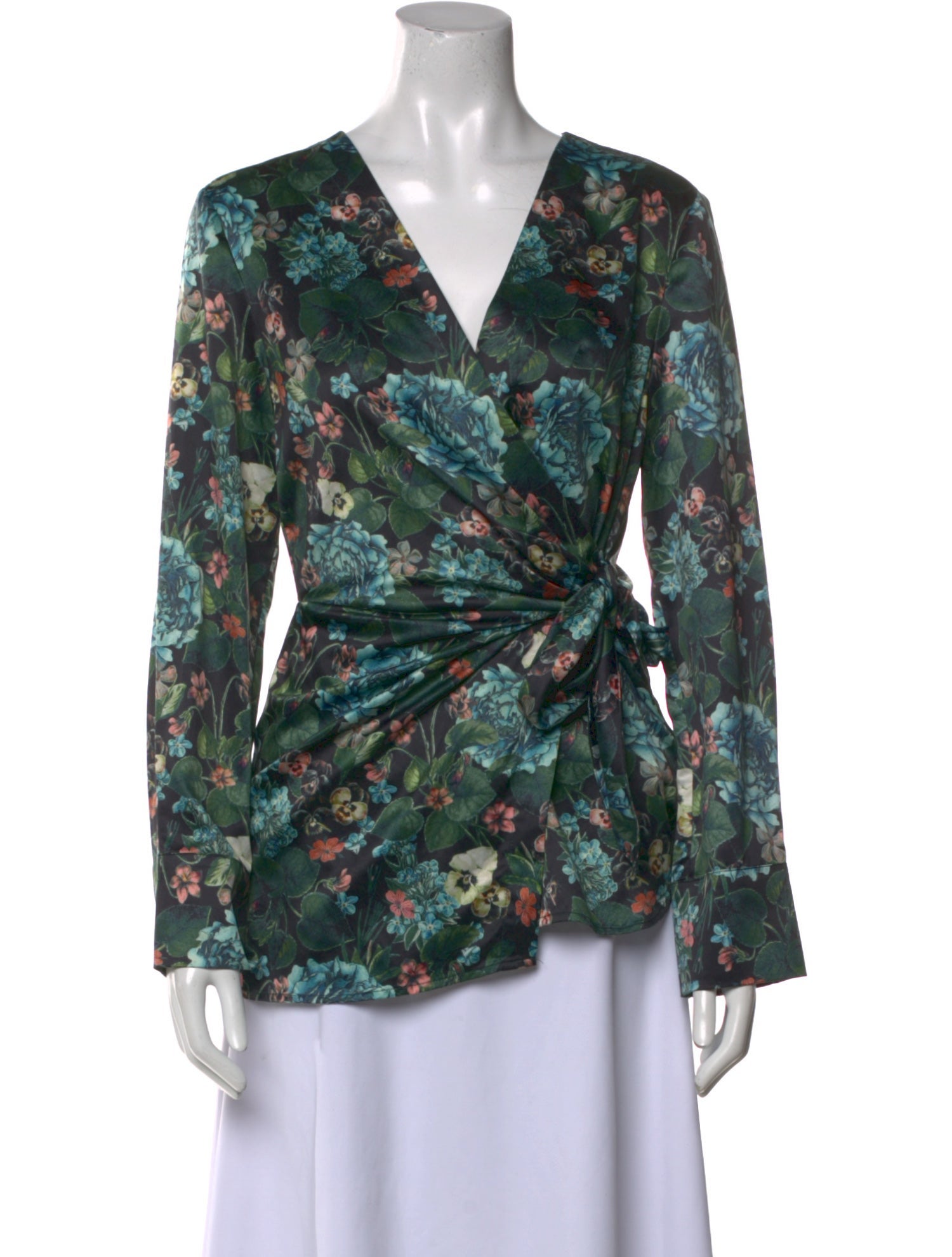 Badgley Mischka Floral Print V-Neck Blouse