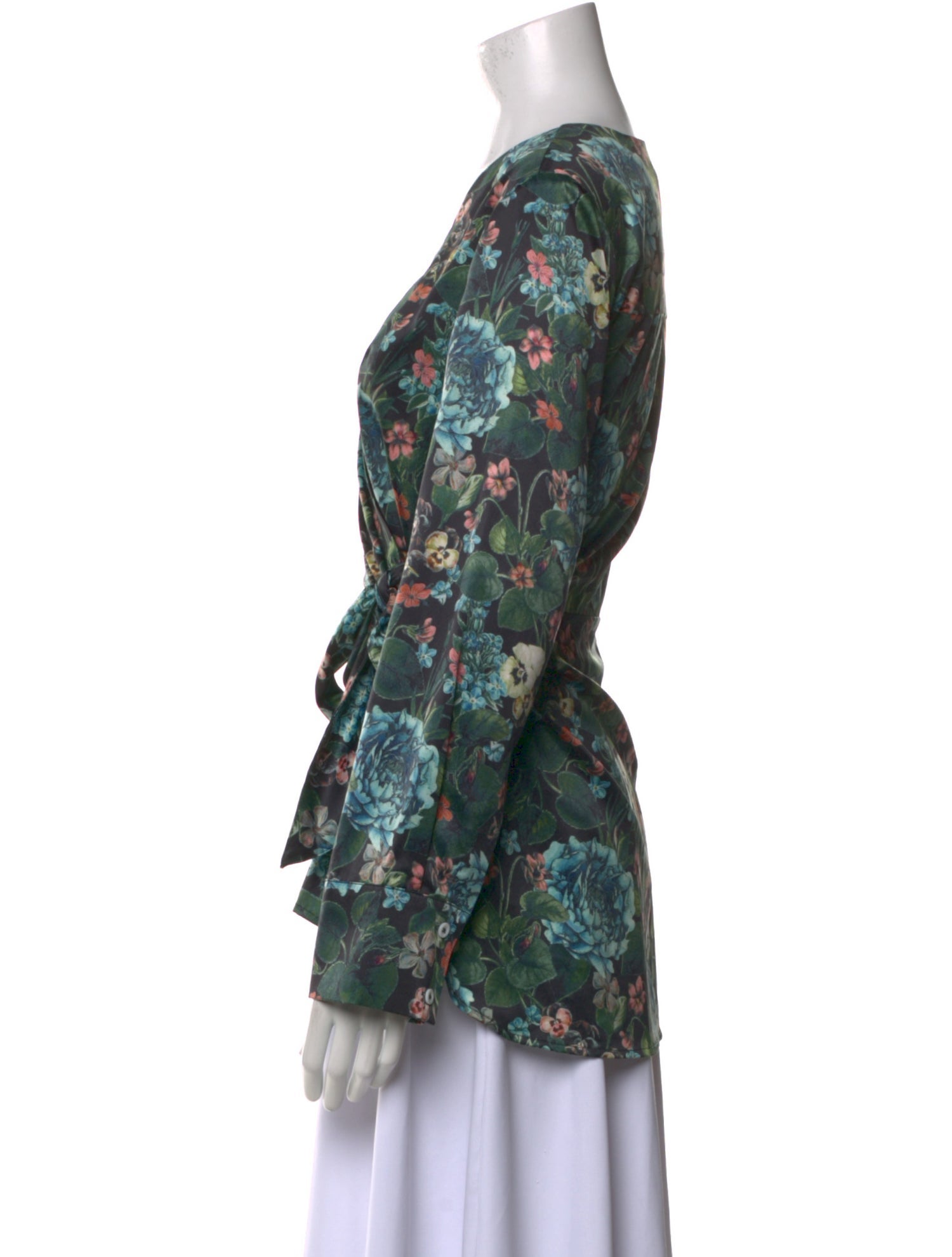 Badgley Mischka Floral Print V-Neck Blouse