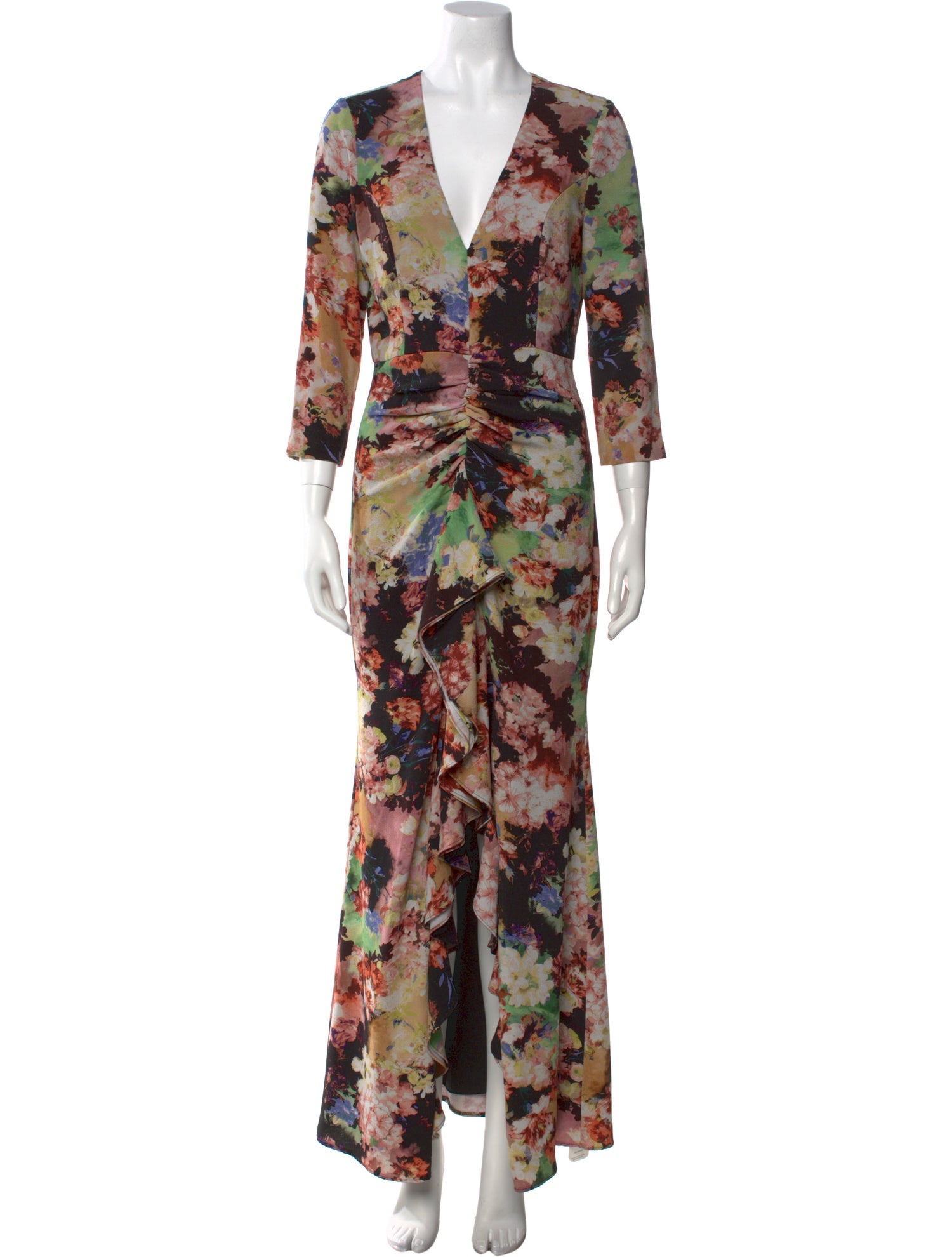 Badgley Mischka Floral Print Long Dress