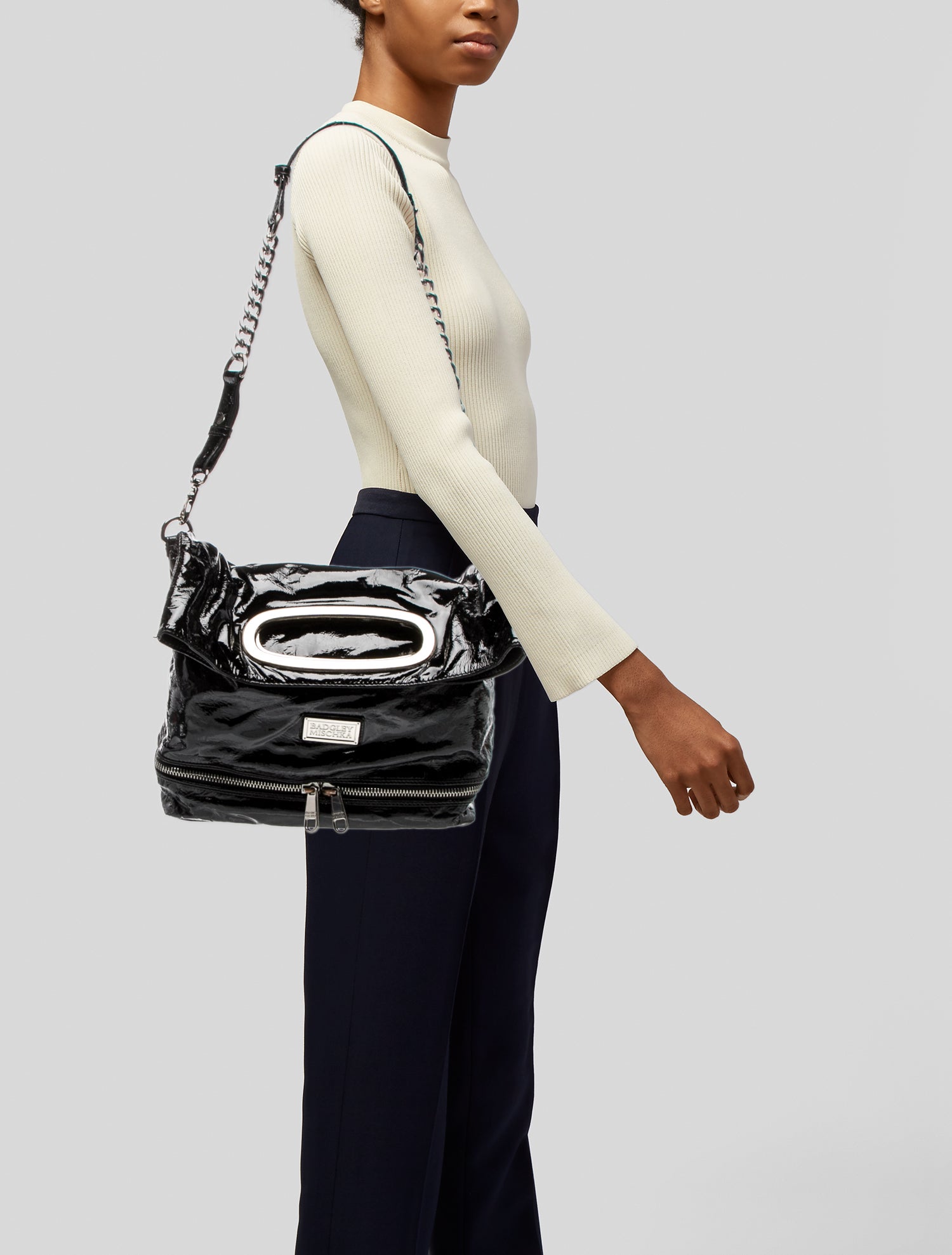 Badgley Mischka Patent Leather Top Handle Bag