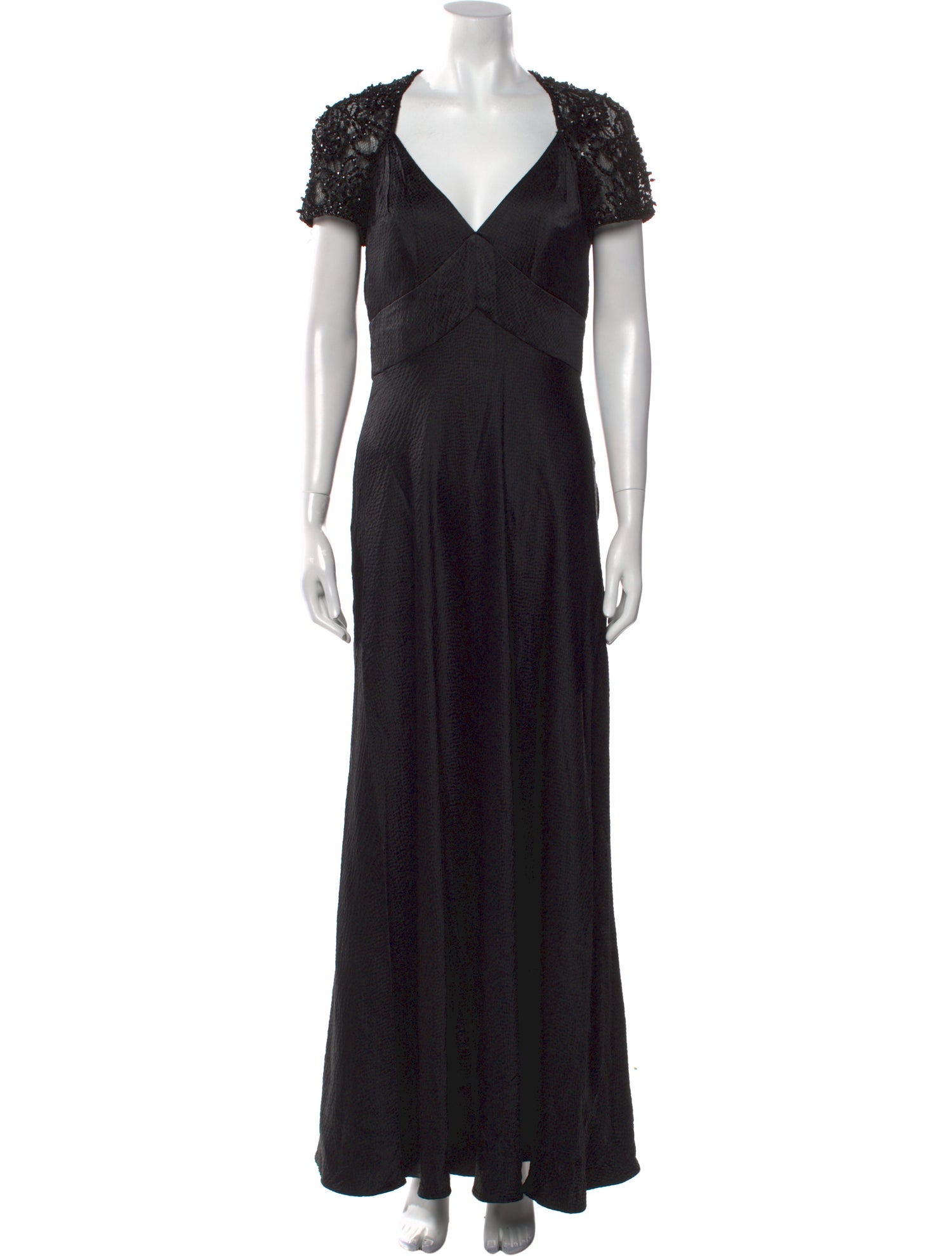 Badgley Mischka V-Neck Long Dress