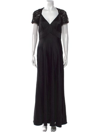 Badgley Mischka V-Neck Long Dress