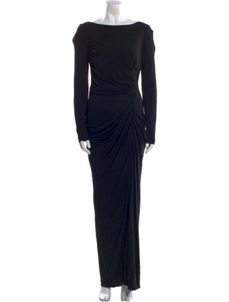 Badgley Mischka Bateau Neckline Long Dress