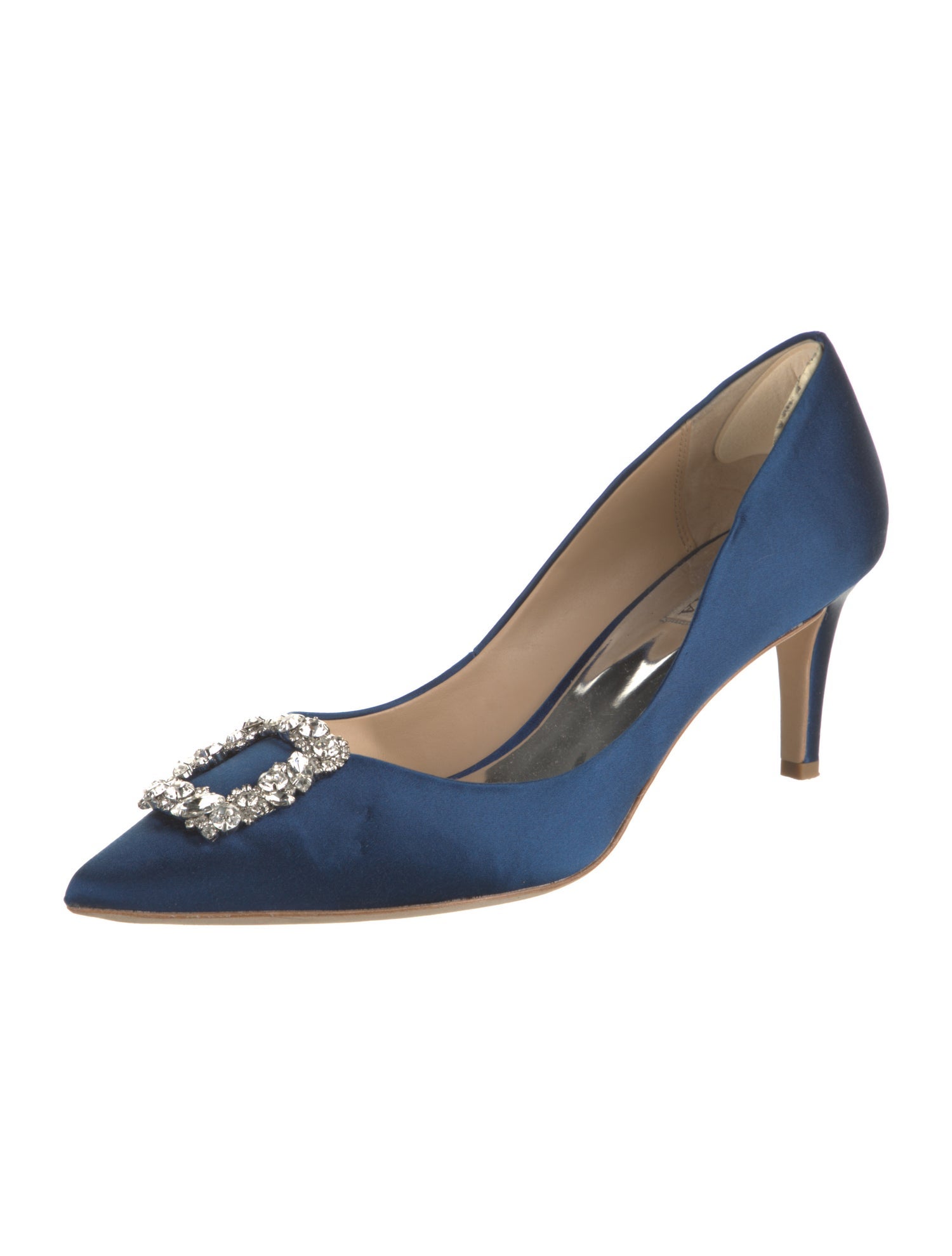 Badgley Mischka Satin Crystal Embellishments Pumps