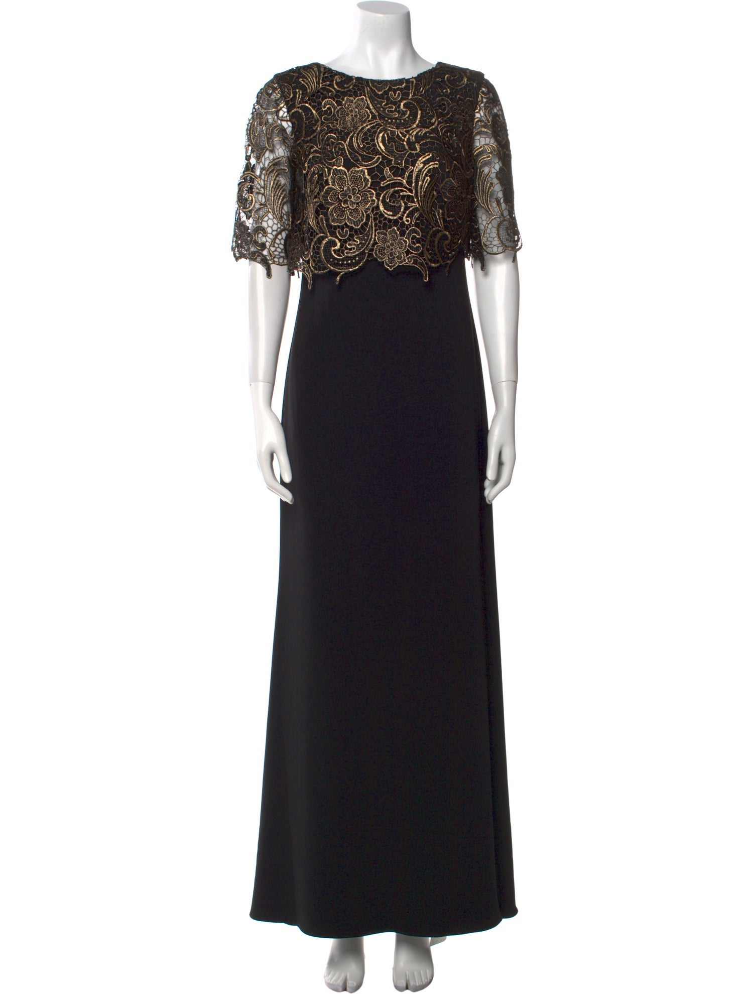 Badgley Mischka Bateau Neckline Long Dress